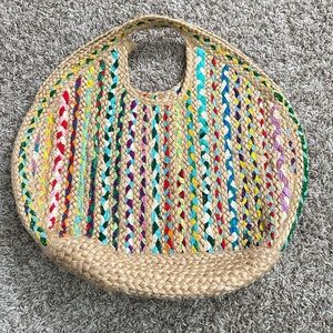 Antik Kraft -Ruhi Tote Multi colored Jute recycled cotton Round Bag
